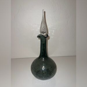 Blenko 37 Charcoal Crackle Decanter 13.5” Vintage Jeanie Bottle